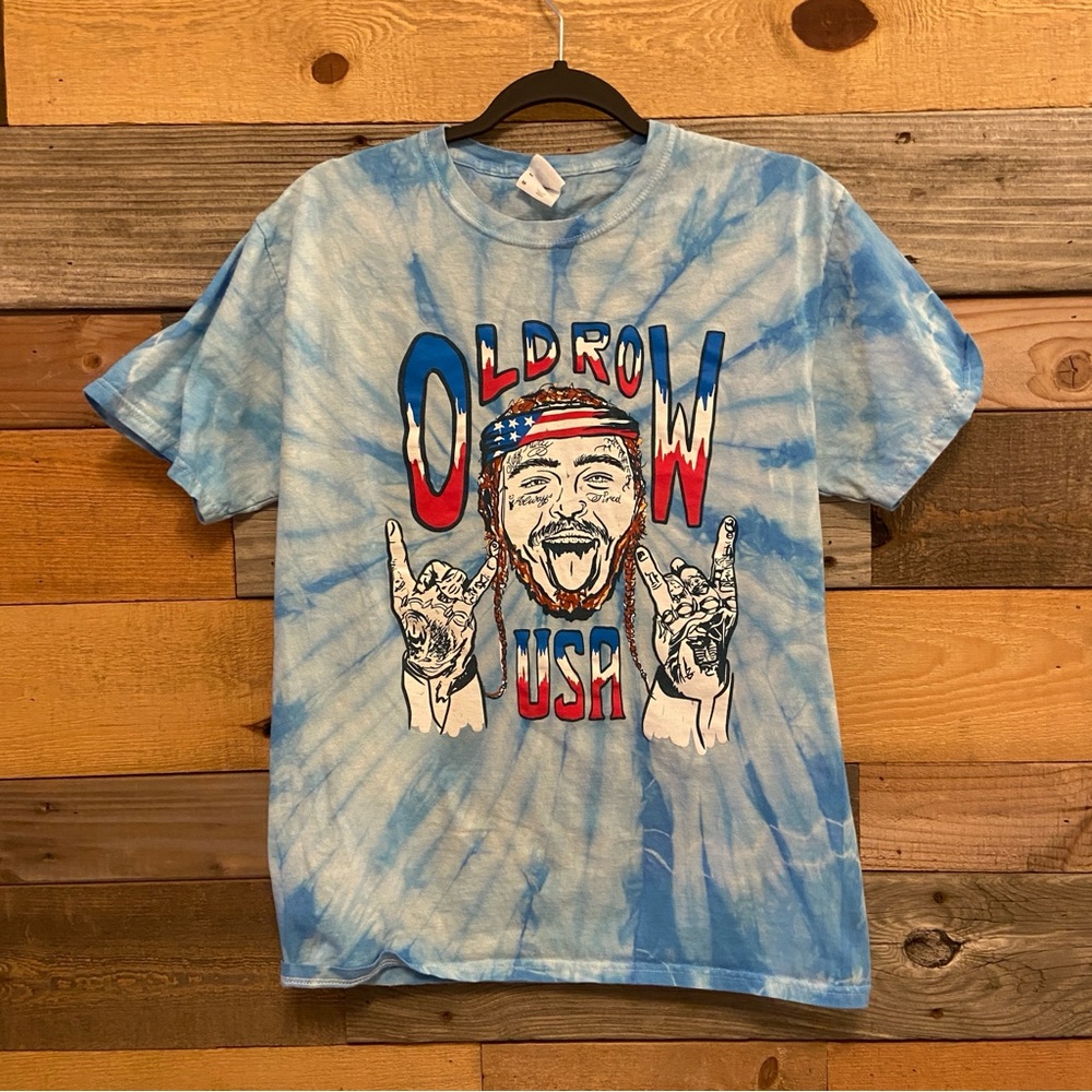 Old Row USA Post Malone blue tie-dye  T-shirt.